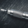 close up of the knurled handle texture
