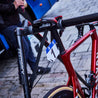 Close up of Feedback Sports A-Frame bike storage rack with a bike visible.