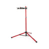 Pro mechanic bike repair stand deployed for use on white background in studio.
